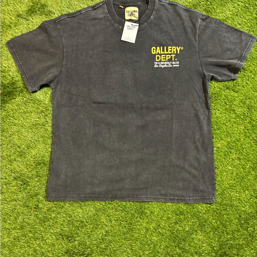Gallery Dept Charcoal Tee with Yellow Logo
